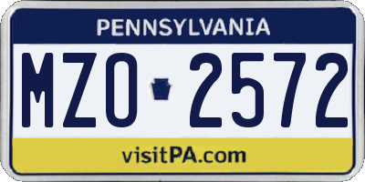 PA license plate MZO2572