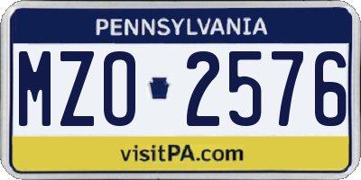 PA license plate MZO2576