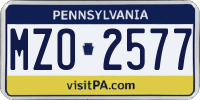 PA license plate MZO2577