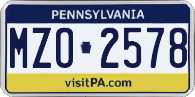 PA license plate MZO2578
