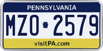 PA license plate MZO2579