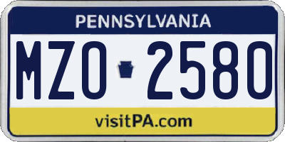 PA license plate MZO2580