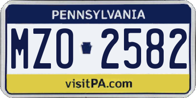 PA license plate MZO2582