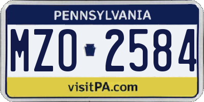PA license plate MZO2584