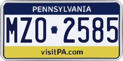 PA license plate MZO2585