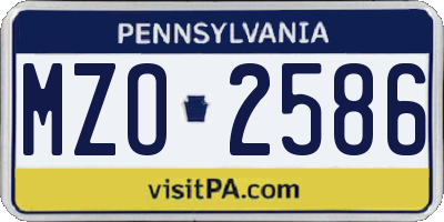 PA license plate MZO2586