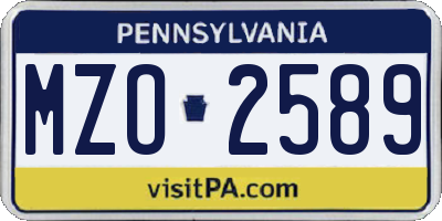 PA license plate MZO2589