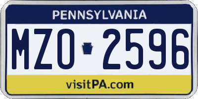 PA license plate MZO2596