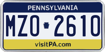 PA license plate MZO2610