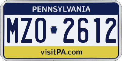PA license plate MZO2612