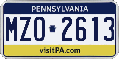 PA license plate MZO2613
