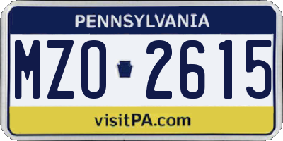 PA license plate MZO2615