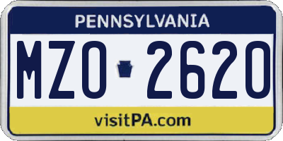 PA license plate MZO2620