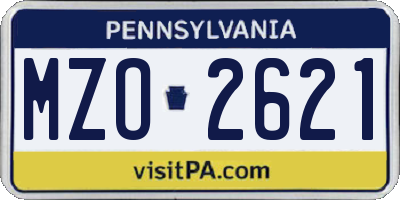 PA license plate MZO2621