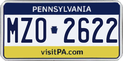 PA license plate MZO2622