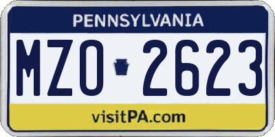 PA license plate MZO2623
