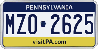 PA license plate MZO2625