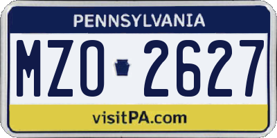 PA license plate MZO2627