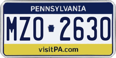 PA license plate MZO2630