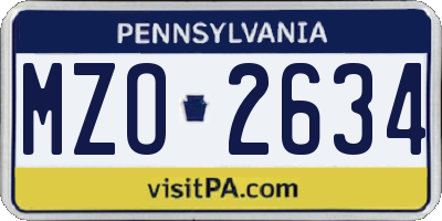 PA license plate MZO2634