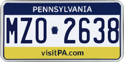 PA license plate MZO2638