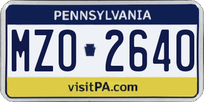 PA license plate MZO2640