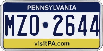 PA license plate MZO2644