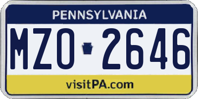 PA license plate MZO2646