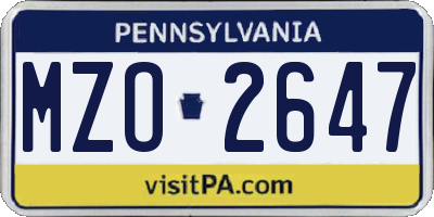 PA license plate MZO2647