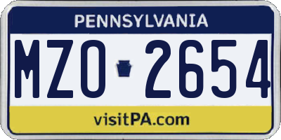 PA license plate MZO2654
