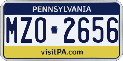 PA license plate MZO2656