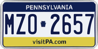 PA license plate MZO2657
