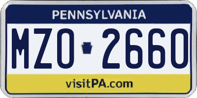 PA license plate MZO2660
