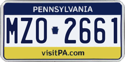 PA license plate MZO2661