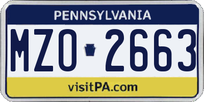 PA license plate MZO2663