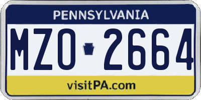 PA license plate MZO2664