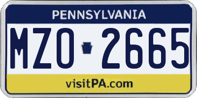 PA license plate MZO2665