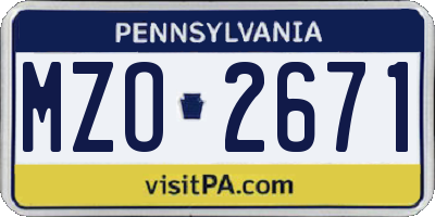 PA license plate MZO2671