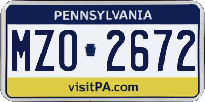 PA license plate MZO2672