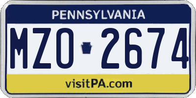 PA license plate MZO2674
