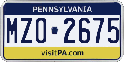 PA license plate MZO2675