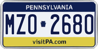 PA license plate MZO2680