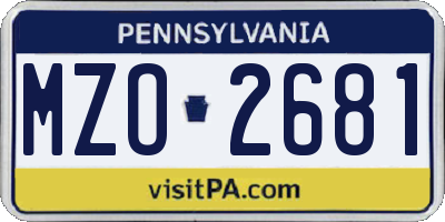 PA license plate MZO2681