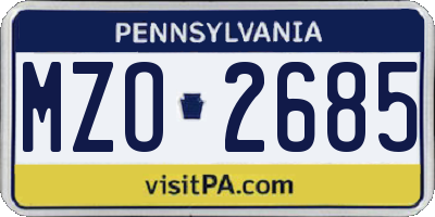 PA license plate MZO2685
