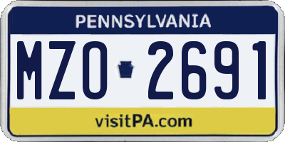 PA license plate MZO2691