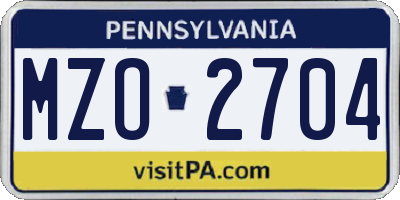 PA license plate MZO2704