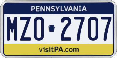 PA license plate MZO2707