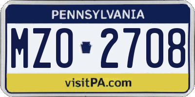 PA license plate MZO2708