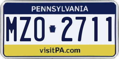 PA license plate MZO2711