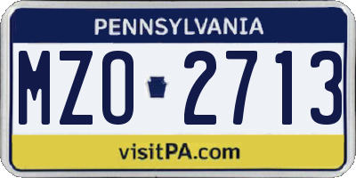 PA license plate MZO2713